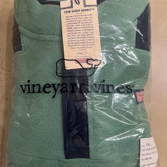 Vineyard Vines Snap Front Shep Shirt in Green and Navy. New with tags - Picture 5 of 9
